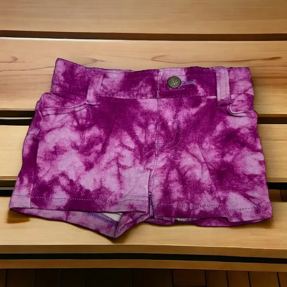The Children's Place Girls Shorts Sz 12-18 Mo Purple Lavender Tie Dye Knit Look